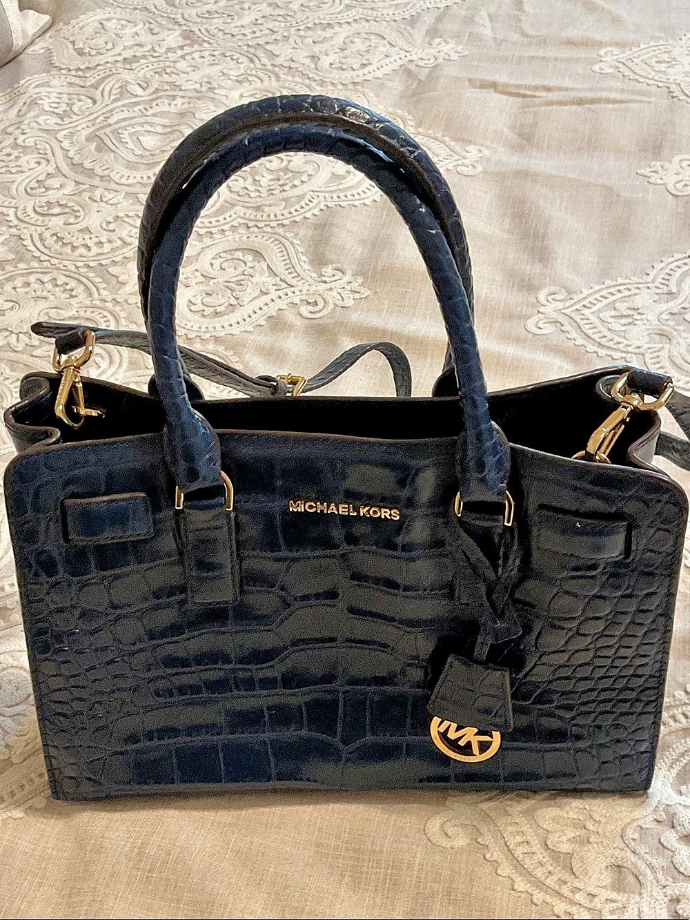 Michael Kors Crocodile-Embossed Tote in Black